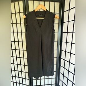 Maven West Black Linen Sheath Dress - Raw Edge Sleeveless Sz M Bobo Minimalist